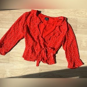 Bardot Red poka dot blouse